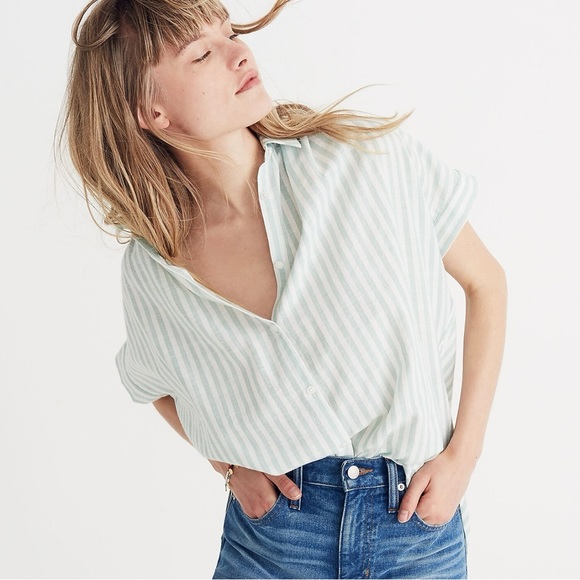 Madewell Central Shirt Mint Stripe - Picture 2 of 8